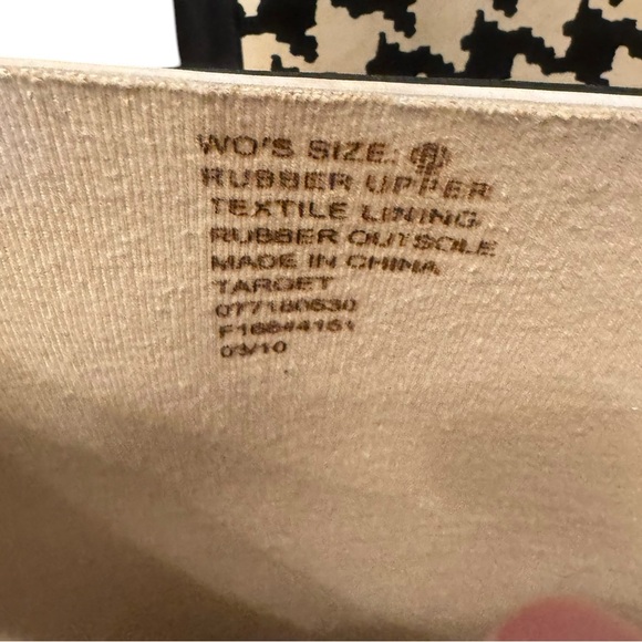 Merona Black and Cream Houndstooth Women's Rain Boots size 6 - Picture 3 of 8